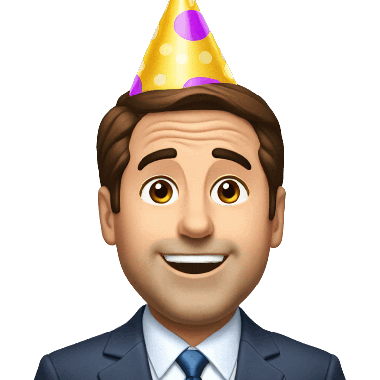 Excited Michael Scott with a party hat emoji