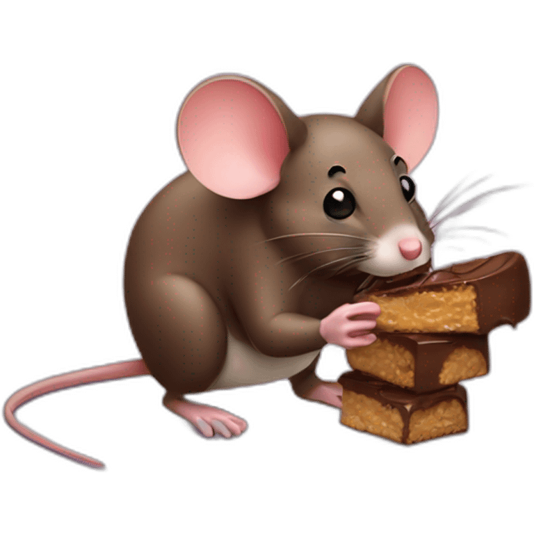 a mouse eating chocolate emoji