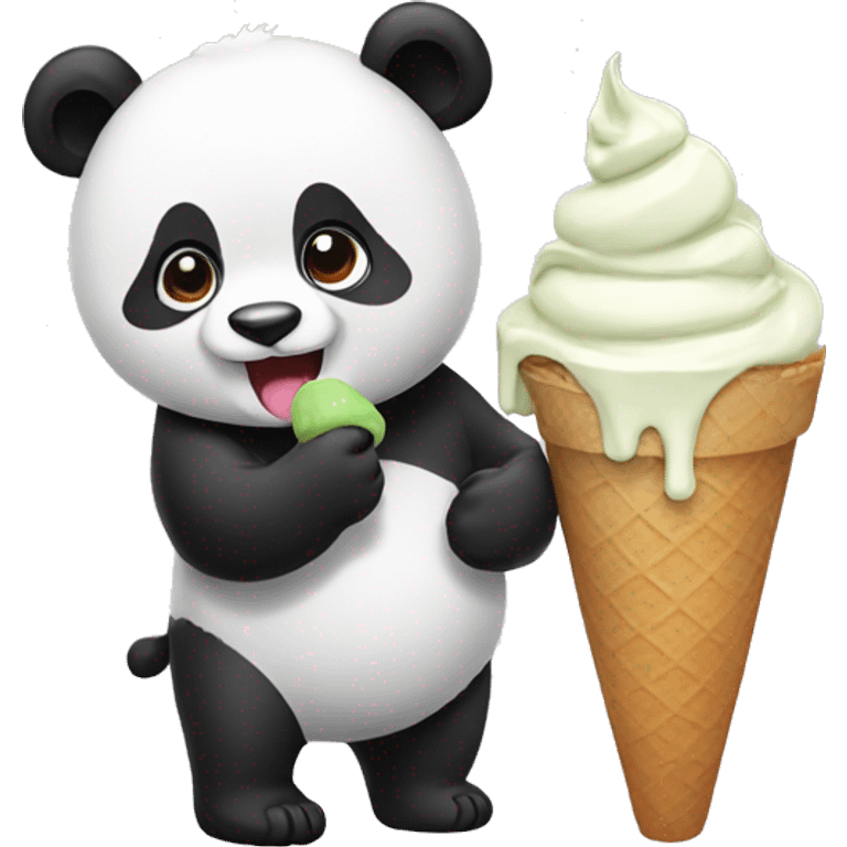 Panda eating ice cream emoji