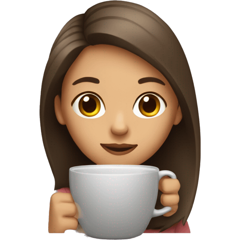 girl with laptop drinking coffee emoji