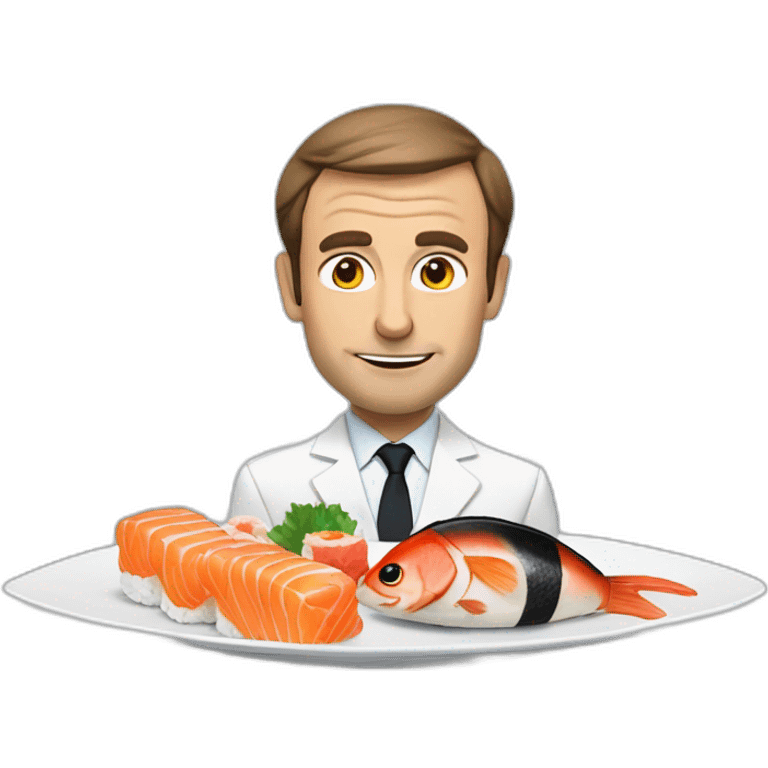 Macron qui mange sushis emoji