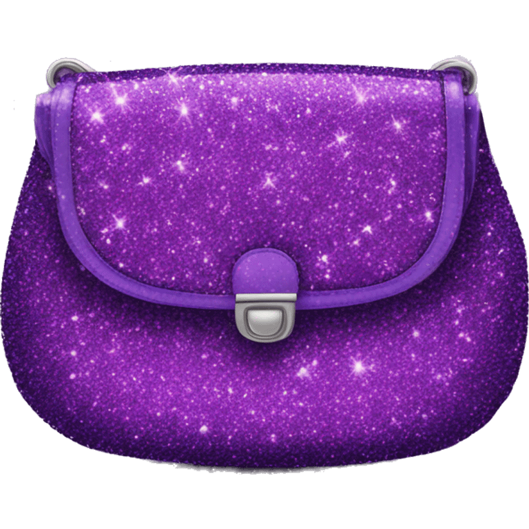 Realistic purple Sparkle glitter designer purse isolated.  emoji