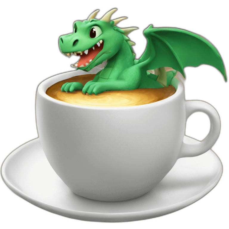 Tired dragon coming out of a cup of coffee emoji