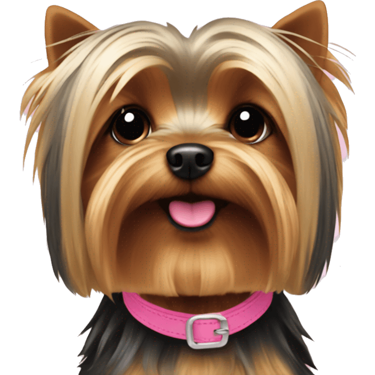 Yorkie with pink how emoji