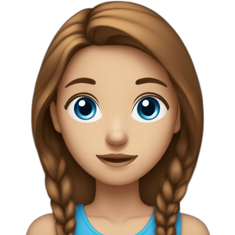 Girl who as blue eyes and long brown hair emoji