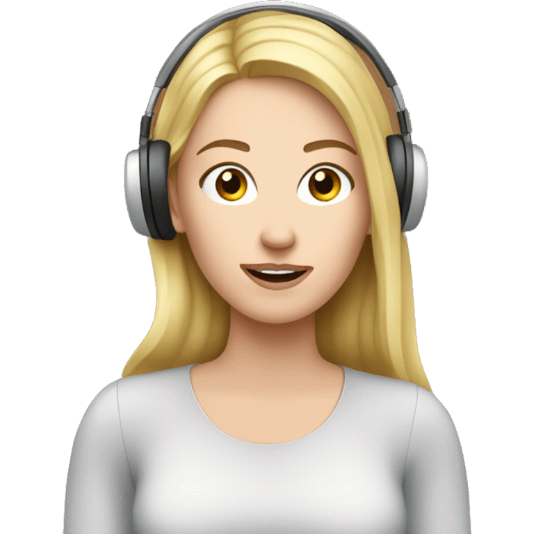 A white girl is speaking to 🎤, creating a podcast emoji