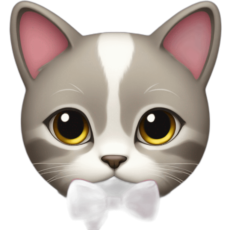 Shy cat with pink bow emoji