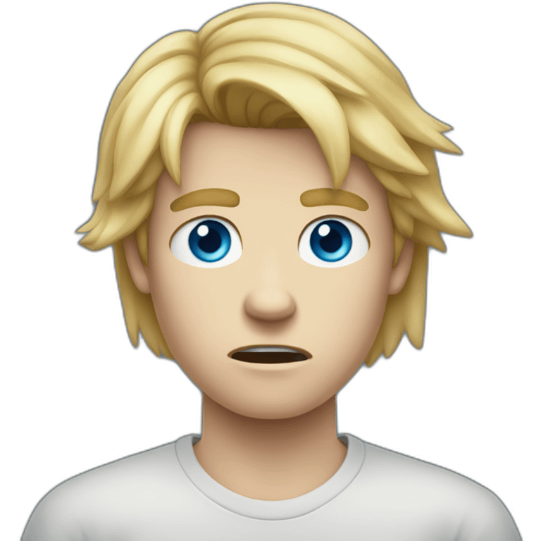 Angry blue-eyed teen-ager boy with long blond hair emoji