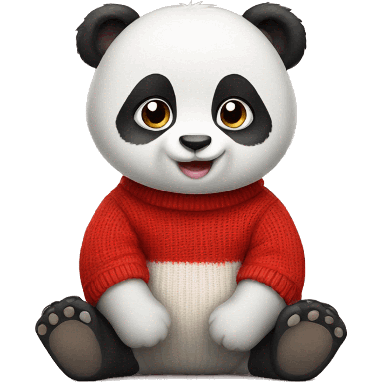 Baby panda with cute eyes wearing red sweater  emoji