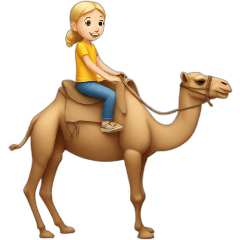 white child riding a camel emoji