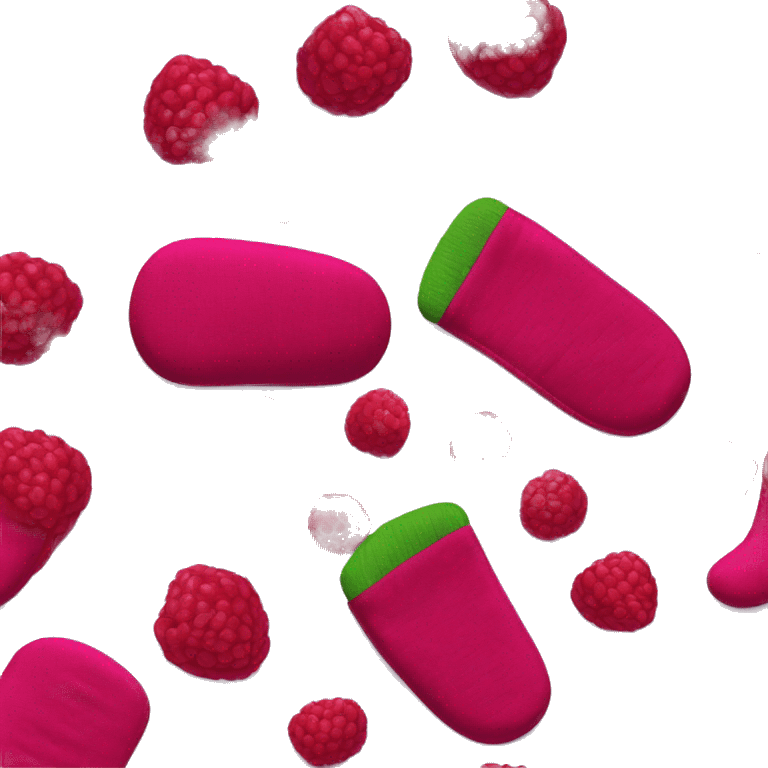 Realistic raspberry color oven mitt emoji