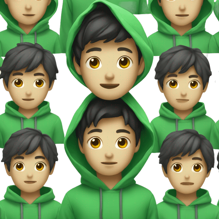 Korean boy in a green hoodie emoji