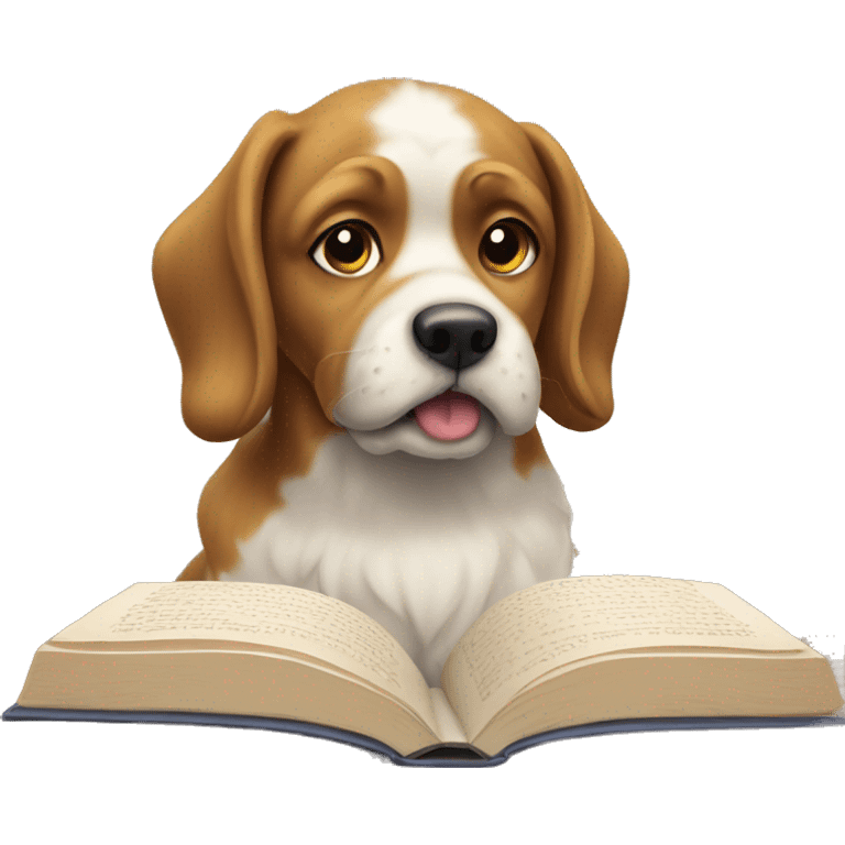 realistic dog reading a book emoji