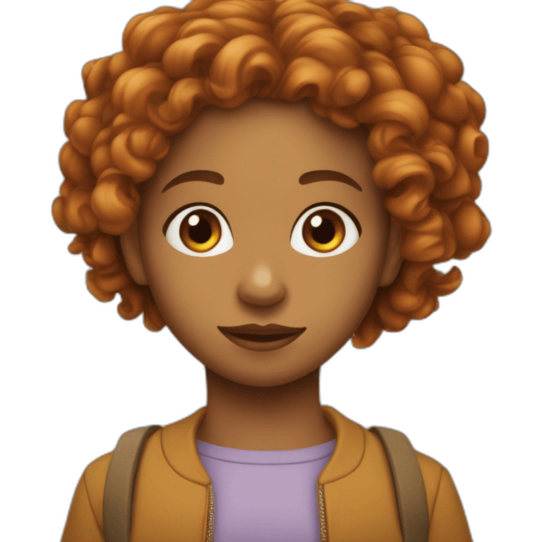 Fille métisse cheveux bouclés roux emoji