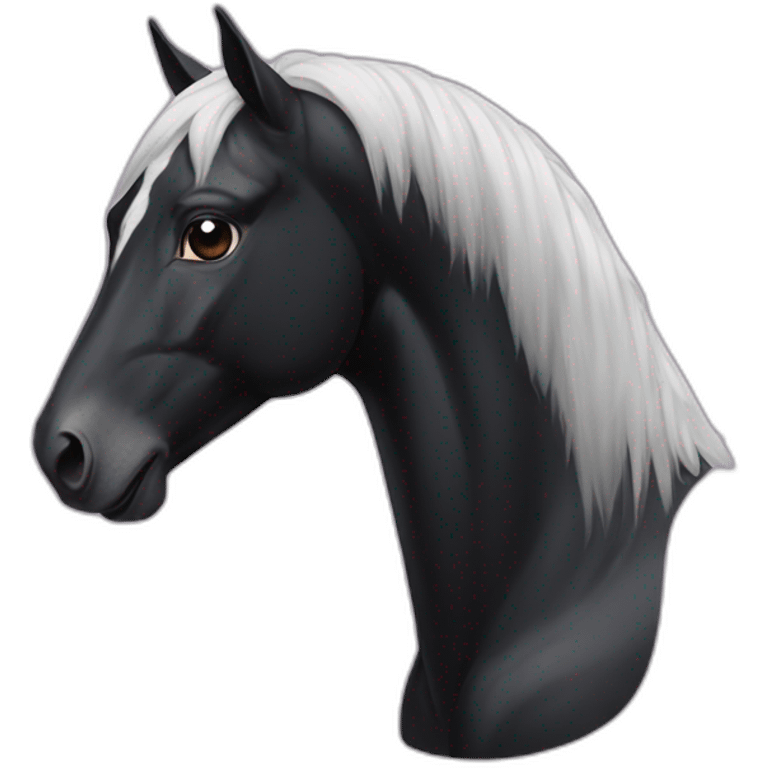 Black horse with white mark on the head emoji