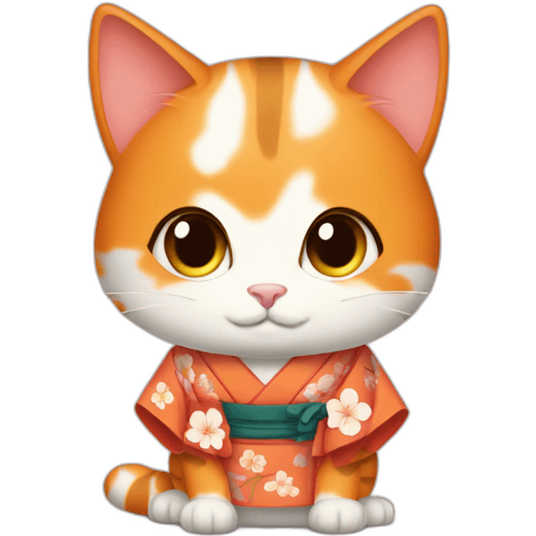 Beautiful orange cat wearing kimono emoji