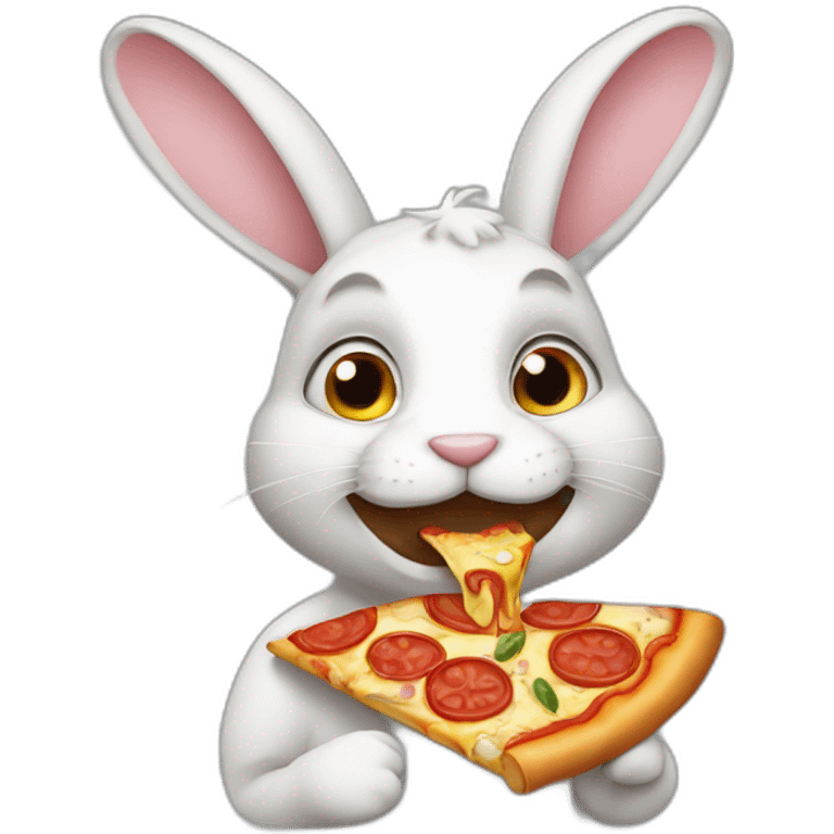 Rabbit eating pizza emoji