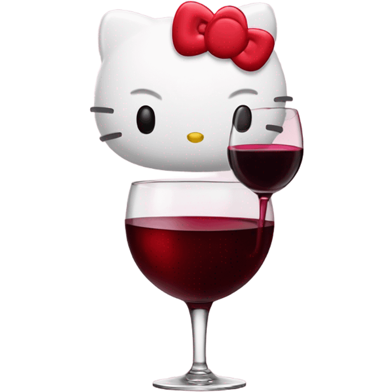 Hello Kitty drinking red wine emoji