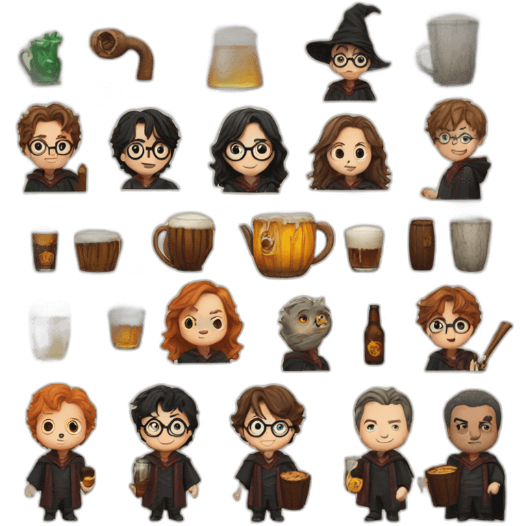 Harry potter qui bouit une bierre emoji