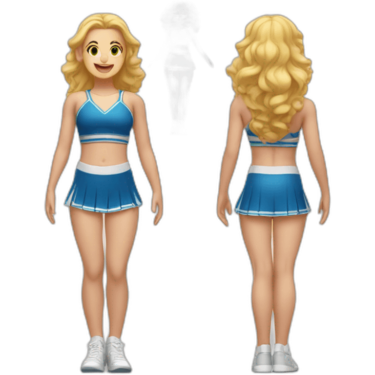 Full body Caucasian curvy cheerleader back and front views emoji