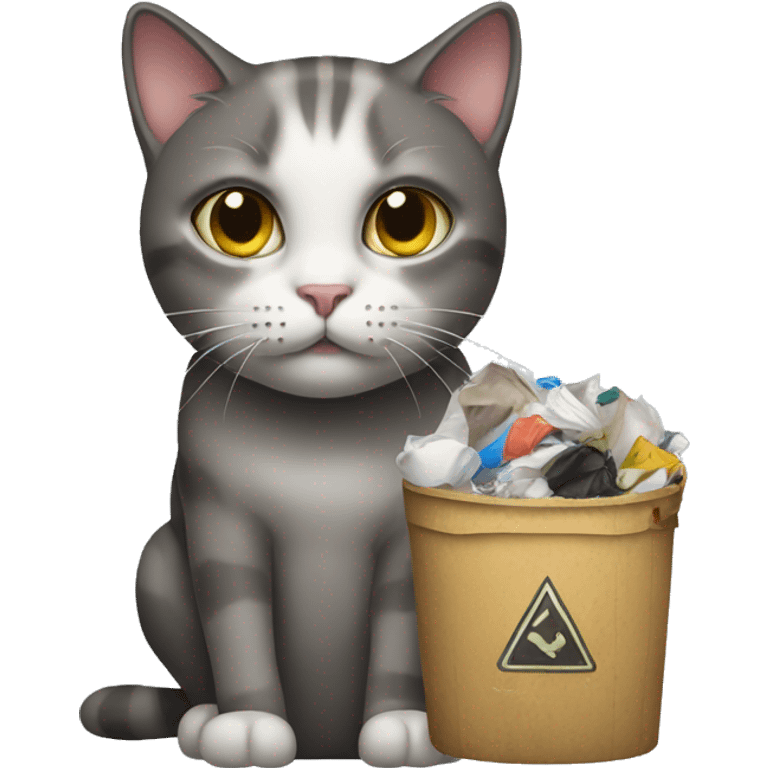 cat with trash emoji