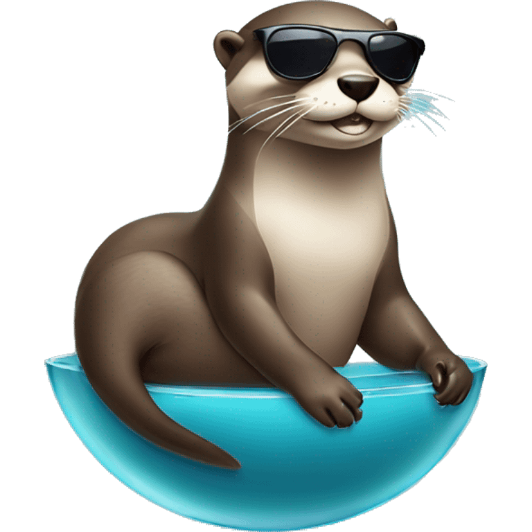 Laid back otter with sunglasses chilling with martini emoji