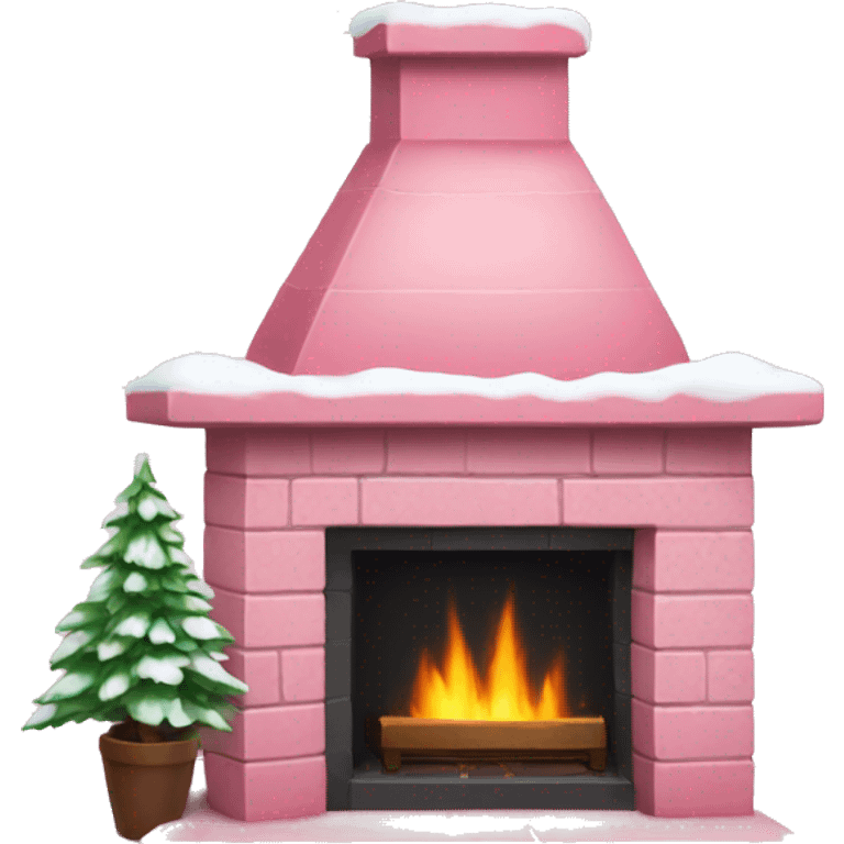 Winter Pink FirePlace, with snow on it emoji