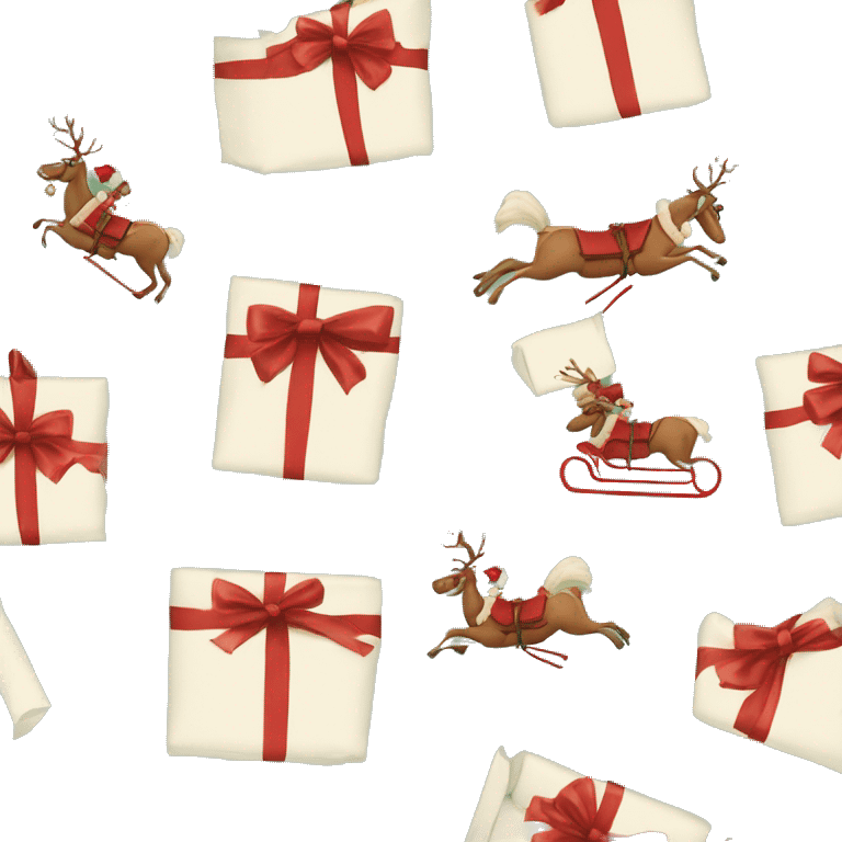 A Christmas present beautifully wrapped in vintage sleigh ride print wrapping paper and a pretty bow. emoji