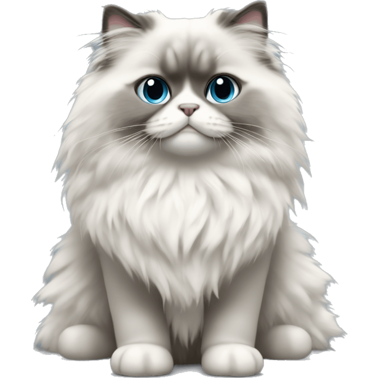 Fluffy full body ragdoll with grey face  emoji