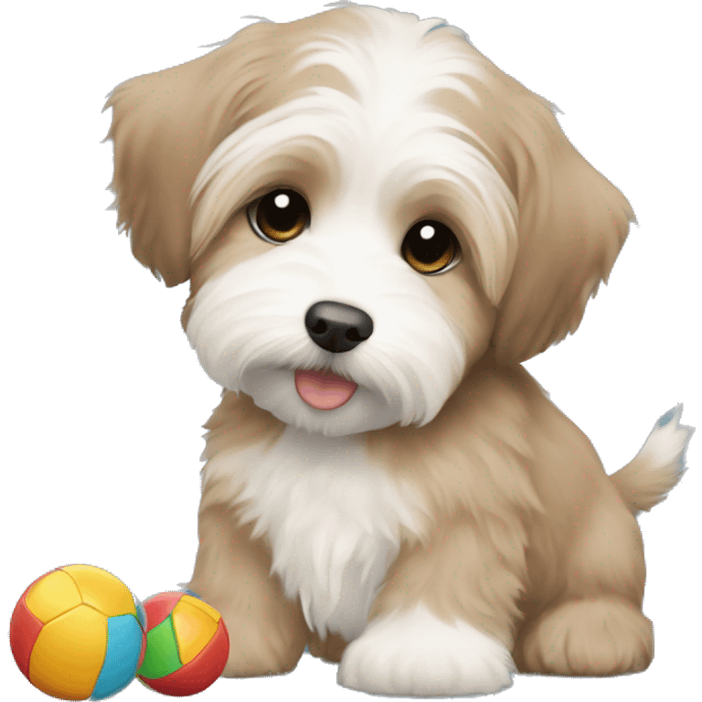 Light Brown Short Hair havanese puppy playing with toys  emoji