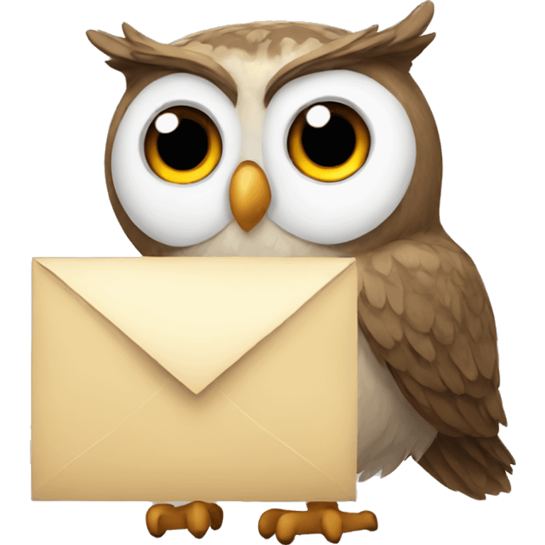 tired owl with a letter emoji