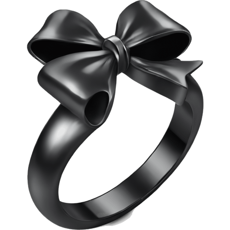 Silver diamond ring with a bow in black  emoji