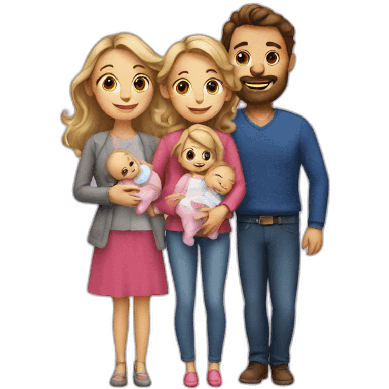 a french family with 2 parents and 2 babies girls twins emoji