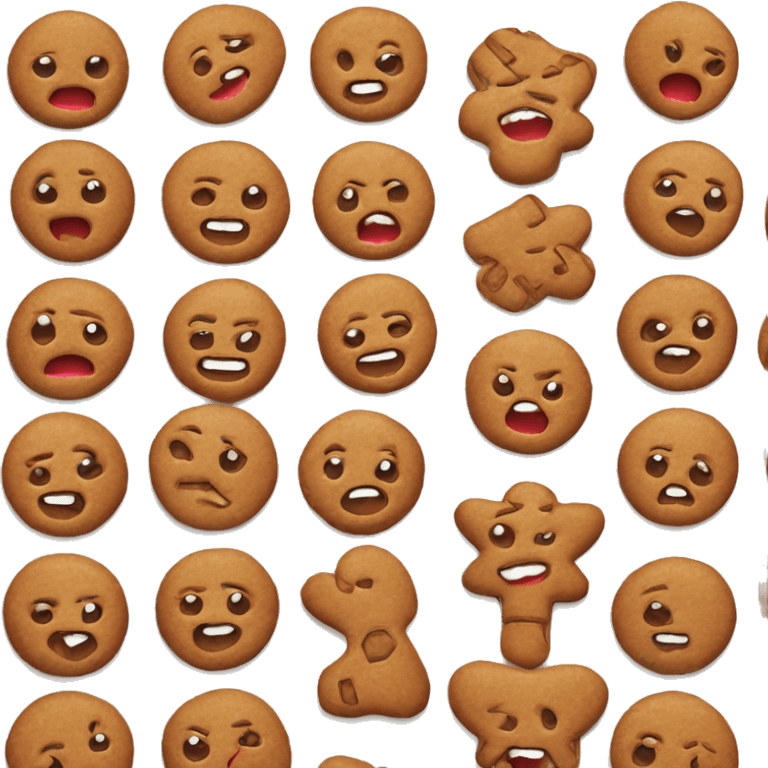 Cute gingerbread cookie wit red mouth emoji