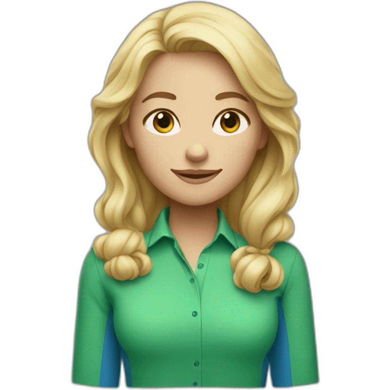 blonde girl with green blue shirt emoji