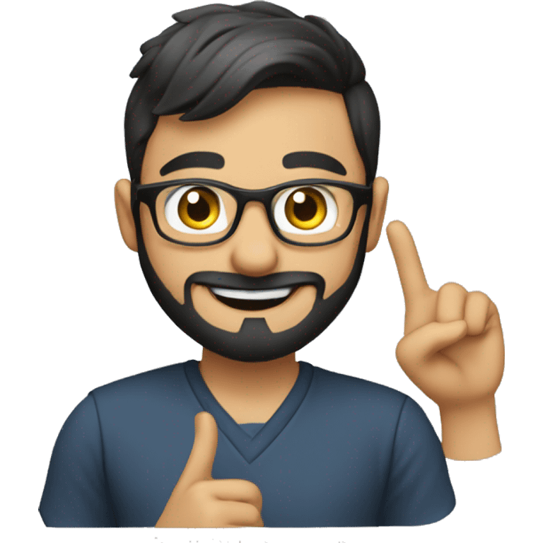 21 years old pakisani guy with beard and glasses studying AI waving hi (its a portfolio emoji) emoji