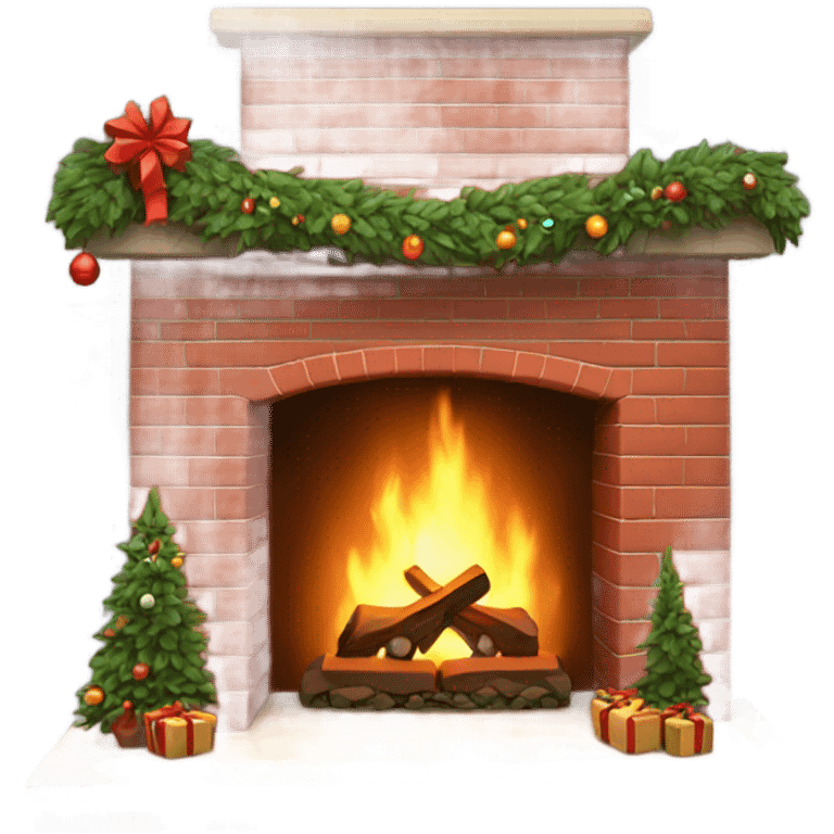 Red brick christmas fireplace emoji