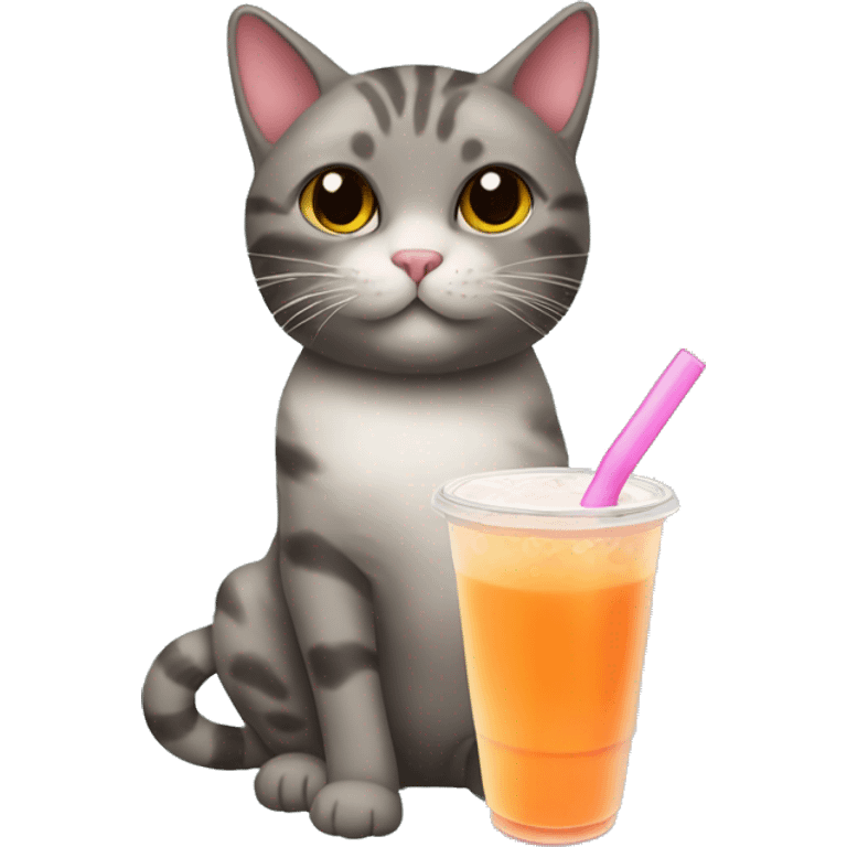 Cat drinking boba tea emoji