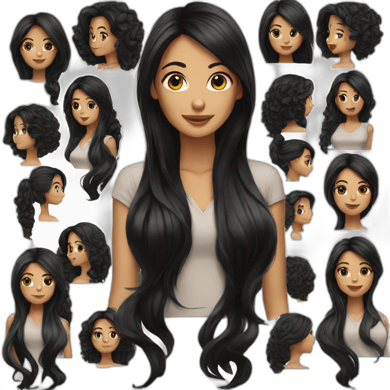 beautiful women long black hair emoji