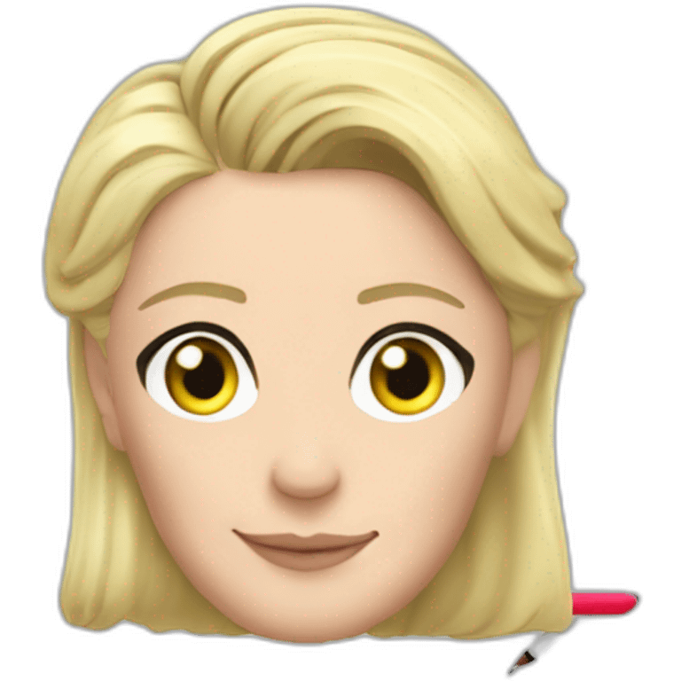 Marine Le Pen avec un stylo emoji