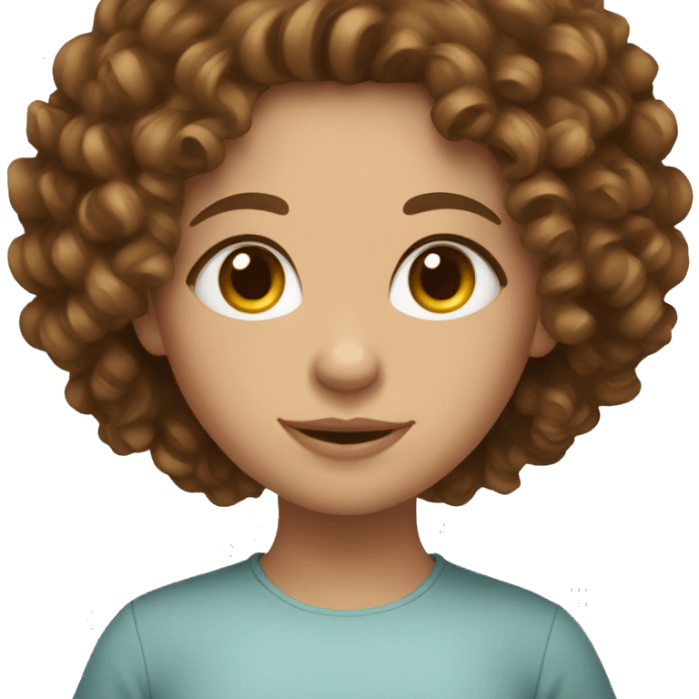 European, brown curly hair, girl emoji