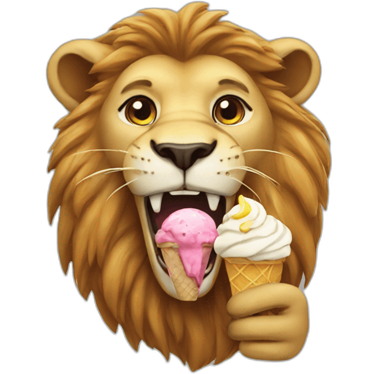 Lion eating icecream emoji