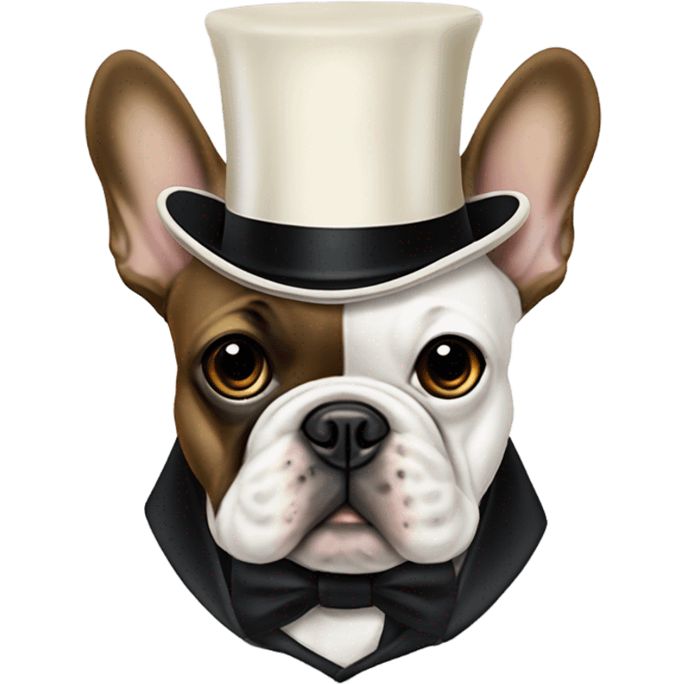 Frenchie with a top hat and monocle ￼ emoji