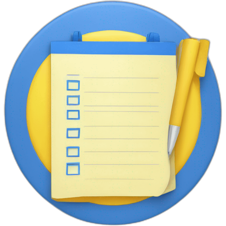 blue notepad in yellow circle emoji