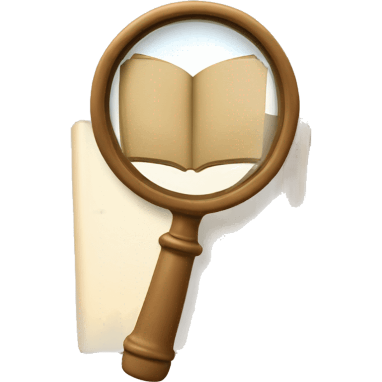 A book in beige tones with a magnifying glass on it emoji