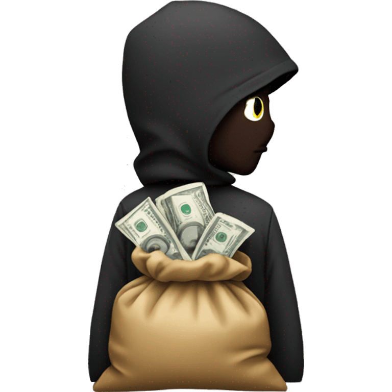 thief head with a bag of money behind his back emoji