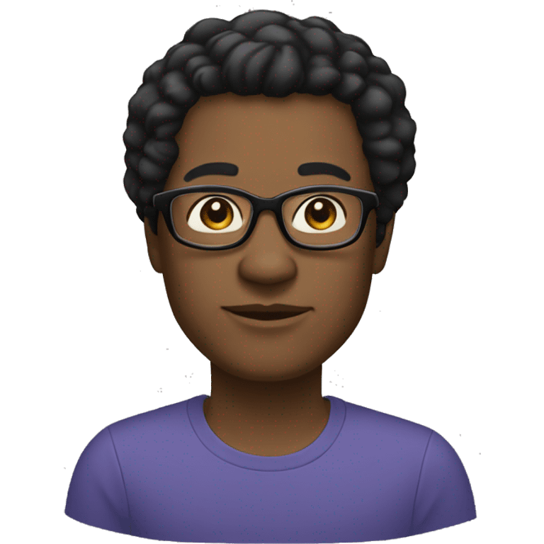 45-year-old dark-skinned person, black hair combed to the side, light brown skin, oval face, wears glasses emoji