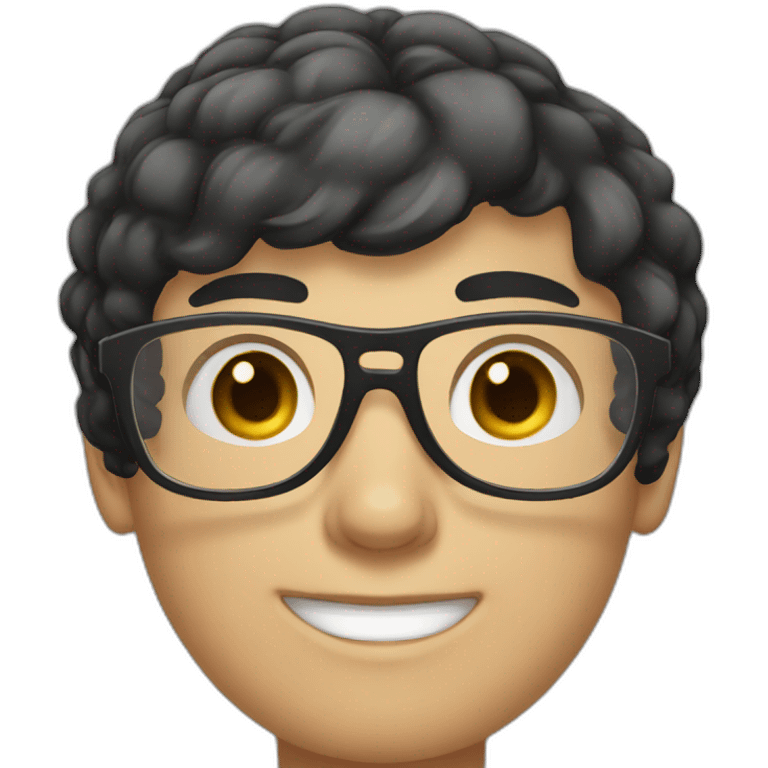 white young man with round glasses and black short hair emoji