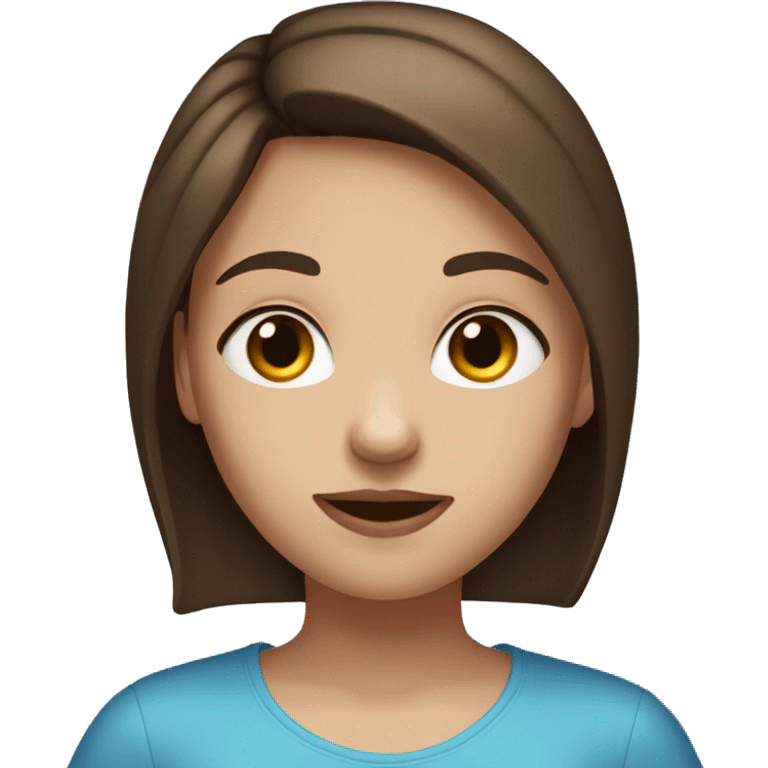 girl with medium straight brown hair and blue eyes and a nose piercing emoji