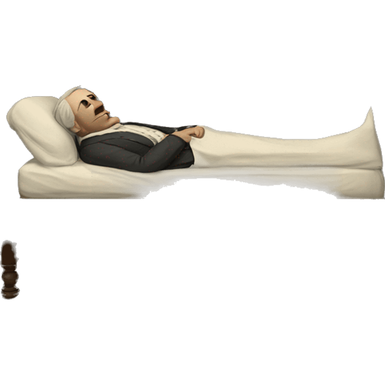 A sick man on a bed in 1870 emoji